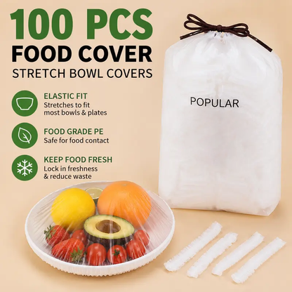 🔥100PCS Disposable Stretch Food Covers for Bowls & Plates--🔥Your great kitchen helper