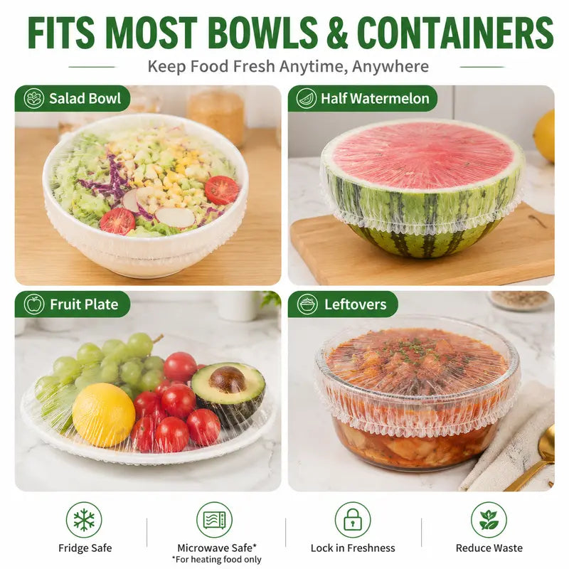 🔥100PCS Disposable Stretch Food Covers for Bowls & Plates--🔥Your great kitchen helper