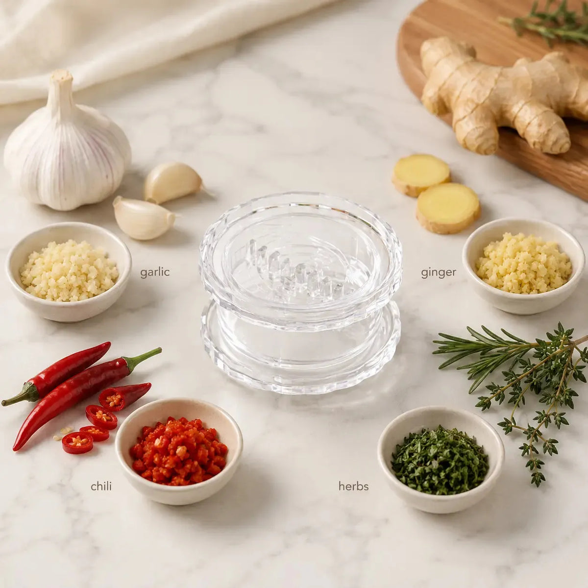 🔥2PCS Clear Manual Garlic Twister and Ginger Mincer Tool--Your great kitchen helper!