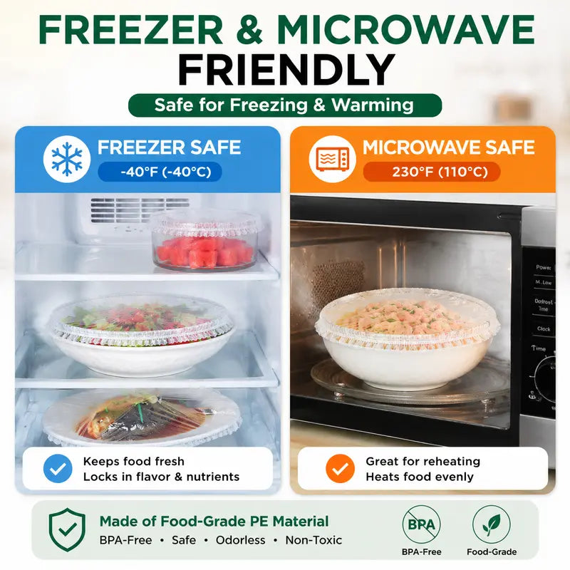 🔥100PCS Disposable Stretch Food Covers for Bowls & Plates--🔥Your great kitchen helper