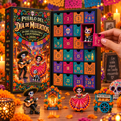 Pueblo del Día de Muertos 2026 – 24-Day Day of the Dead Collectible Countdown Calendar with 24 Unique Miniatures