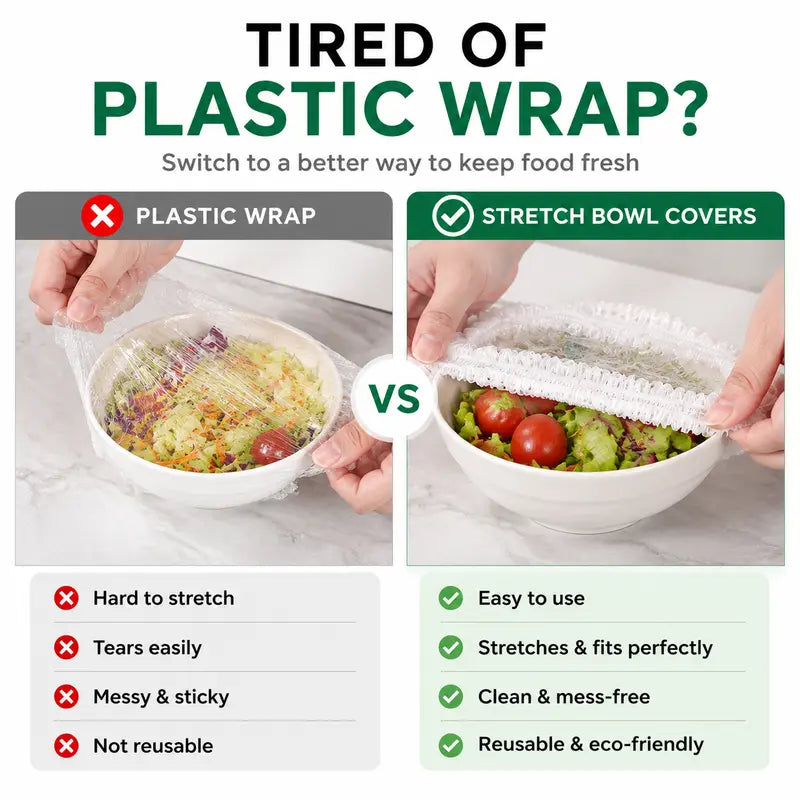 🔥100PCS Disposable Stretch Food Covers for Bowls & Plates--🔥Your great kitchen helper