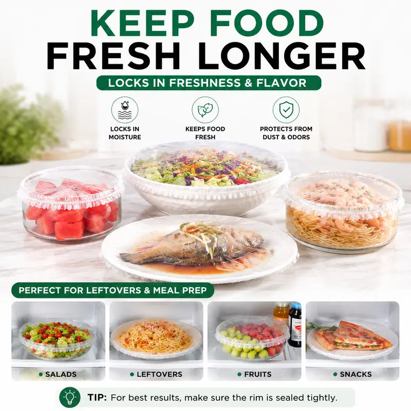 🔥100PCS Disposable Stretch Food Covers for Bowls & Plates--🔥Your great kitchen helper