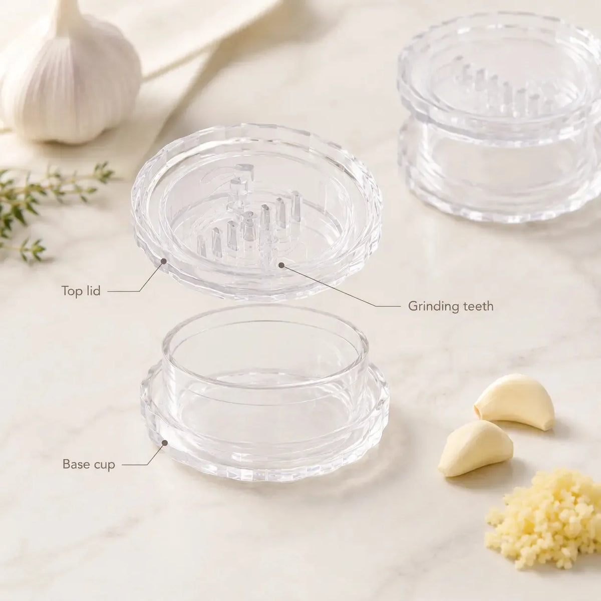 🔥2PCS Clear Manual Garlic Twister and Ginger Mincer Tool--Your great kitchen helper!